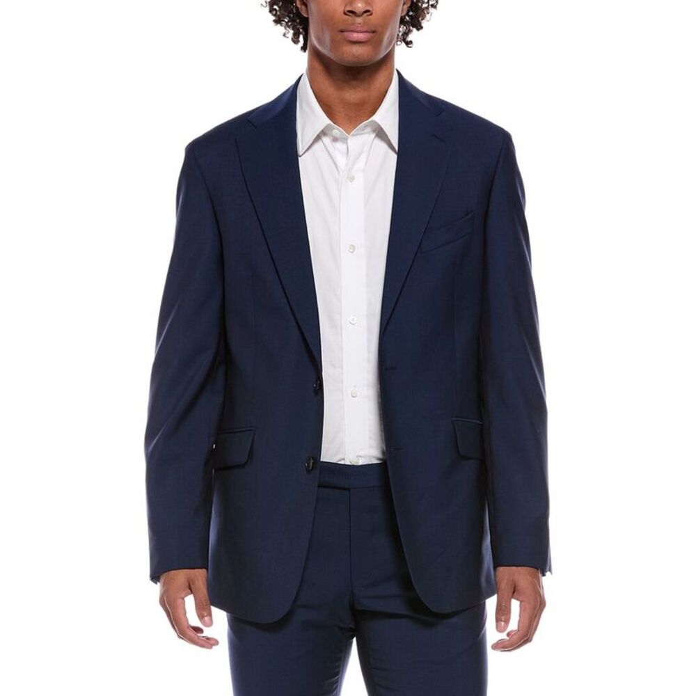 Richard James Mens Classic Wool & Mohair-Blend Suit Jacket, Blue